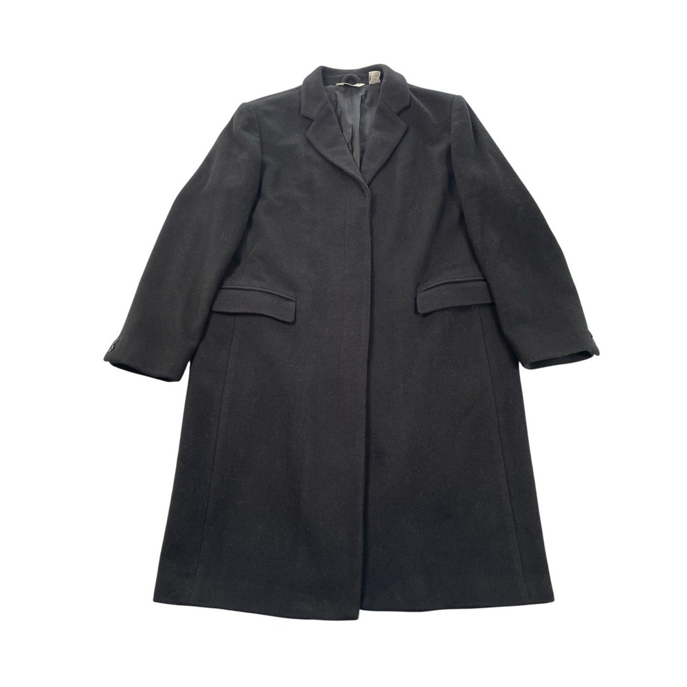 Brooks Brothers 346 Long Coat Womens Large Black Wool Cashmere Overcoat